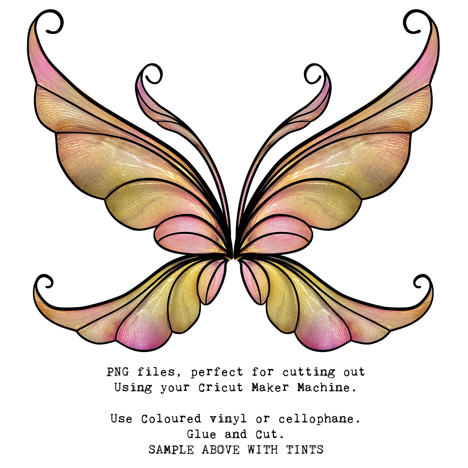 SVG & PNG Fairy Wing files for Cricut or Silhouette Cameo Cutting Machine. To create wearable fairy wings, in adult or children sizes.  Use this clipart design for Halloween Costumes, Fantasy or Cosplay or photography. These are Individual Wing Pieces, for you to cut and assemble. This is a digital product.